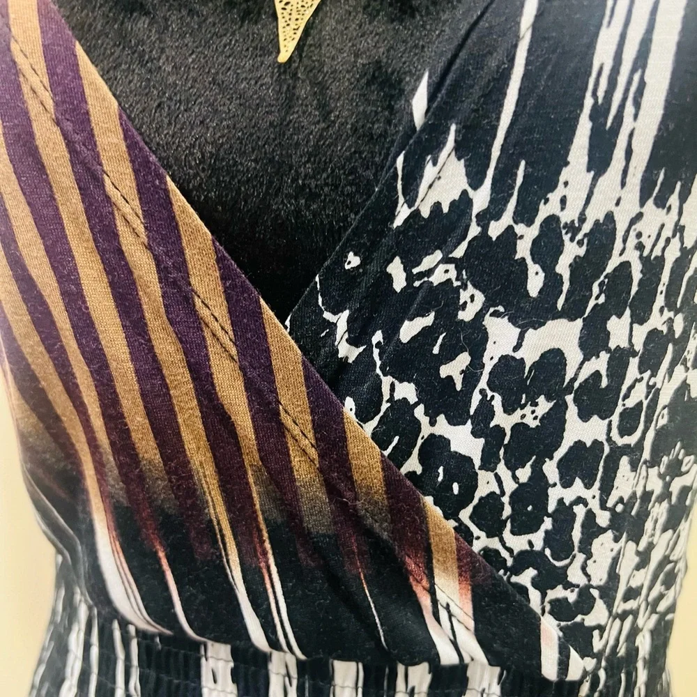 LASCANA Sleeveless Smocked Waist Wrap Dress Abstract Print US 10 NWT - Picture 5 of 12